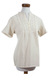 Women's cotton tunic, 'Daisies in Cream' - Ivory Cotton Floral Embroidered Top (image 2d) thumbail