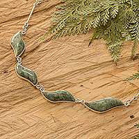 Jade and sterling silver necklace, 'Floating in the Breeze' - Handcrafted Sterling Silver Jade Necklace