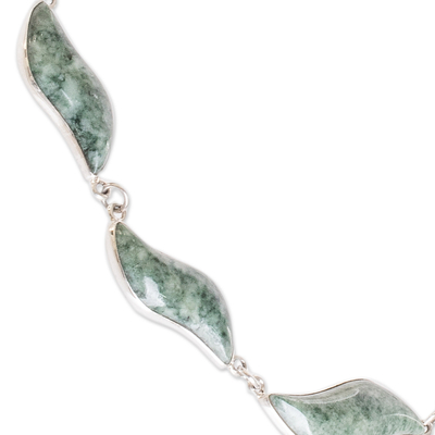 Jade and sterling silver necklace, 'Floating in the Breeze' - Handcrafted Sterling Silver Jade Necklace
