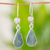 Jade dangle earrings, 'Pale Green Tears' - Fair Trade Sterling Silver Dangle Jade Earrings (image 2) thumbail
