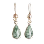 Jade dangle earrings, 'Pale Green Tears' - Fair Trade Sterling Silver Dangle Jade Earrings
