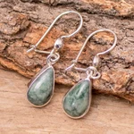 Jade dangle earrings, 'Pale Green Tears' - Fair Trade Sterling Silver Dangle Jade Earrings