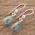 Jade dangle earrings, 'Pale Green Tears' - Fair Trade Sterling Silver Dangle Jade Earrings (image 2b) thumbail