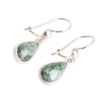 Jade dangle earrings, 'Pale Green Tears' - Fair Trade Sterling Silver Dangle Jade Earrings