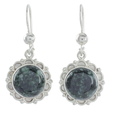 Jade dangle earrings, 'Dark Forest Princess' - Jade dangle earrings
