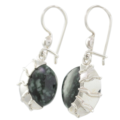 Jade dangle earrings, 'Place of the Moon' - Guatemalan Jade Dangle Earrings