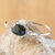 Jade bangle bracelet, 'Green Forest Princess' - Hand Made Floral Sterling Silver Bangle Jade Bracelet (image 2) thumbail