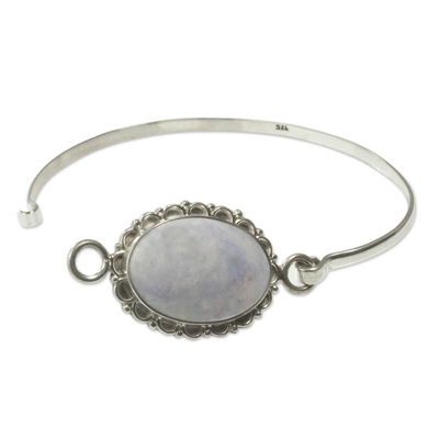 Jade bangle bracelet, 'Lilac Forest Princess' - Jade bangle bracelet