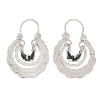 Jade hoop earrings, 'Totonicapan Wreaths' - Jade hoop earrings