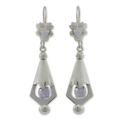 Lilac jade flower earrings, 'Quetzaltenango Blossoms' - Lilac jade flower earrings
