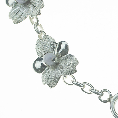Lilac jade flower bracelet, 'Quetzaltenango Blossoms' - Lilac jade flower bracelet