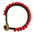 Leather and wood wristband bracelet, 'Crimson Mantra' - Handmade Guatemalan Leather Bracelet with Red Wood Beads (image 2a) thumbail