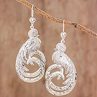 Fair Trade Sterling Silver Dangle Bird Earrings - Guatemalan Quetzal ...