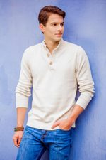Men's cotton sweater, 'Ivory Comfort' - Men's cotton sweater
