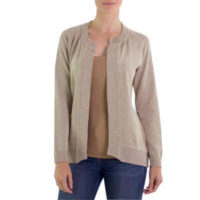 Cotton cardigan sweater, 'Asymmetrical' - Hand Crafted Women's Cardigan Sweater