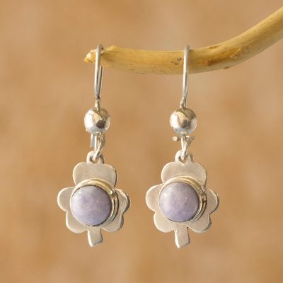 Jade dangle earrings, 'Lilac Clover' - Jade dangle earrings