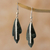 Jade dangle earrings, 'Philodendron in Dark Green' - Jade dangle earrings (image 2) thumbail