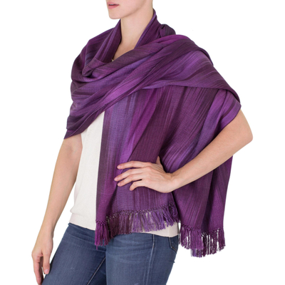 Rayon shawl, 'Purple Ethereal Inspiration' - Unique Rayon Shawl