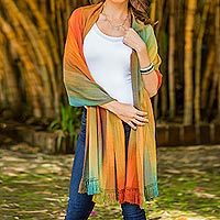 Rayon shawl, 'Nature's Ethereal Inspiration' - Guatemalan Bamboo fibre Shawl