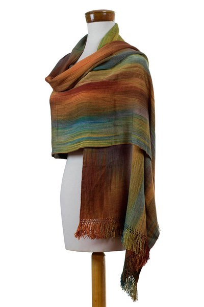 Rayon shawl, 'Nature's Ethereal Inspiration' - Guatemalan Rayon Shawl