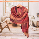 Rayon shawl, 'Maya Firebird' - Unique Rayon Shawl