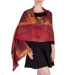 Rayon shawl, 'Maya Firebird' - Unique Rayon Shawl