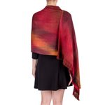 Rayon shawl, 'Maya Firebird' - Unique Rayon Shawl