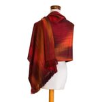 Rayon shawl, 'Maya Firebird' - Unique Rayon Shawl