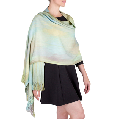 Rayon shawl, 'Serenity's Ethereal Inspiration' - Unique Rayon Shawl
