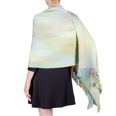 Rayon shawl, 'Serenity's Ethereal Inspiration' - Unique Rayon Shawl