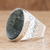 Men's jade ring, 'Verdant Night' - Men's Modern Sterling Silver Single Stone Jade Ring (image 2b) thumbail