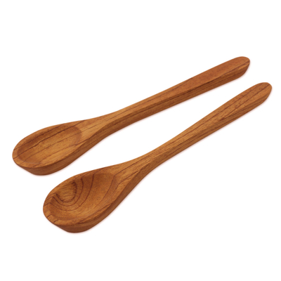 Cucharas para servir de madera de cedro, (par) - Cucharas para servir de madera de cedro (Pareja)