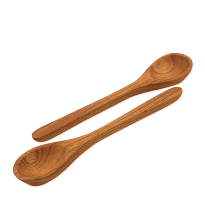 Cedar wood serving spoons, 'Natural Cuisine' (pair) - Cedar wood serving spoons (Pair)