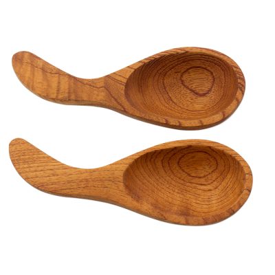 Cedar serving spoons, 'Rain Forest' (pair) - Cedar serving spoons (Pair)