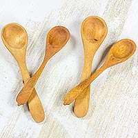 Cedar wood spoons, 'Nature's Cuisine' (set of 4) - Cedar Wood Spoons (Set of 4)