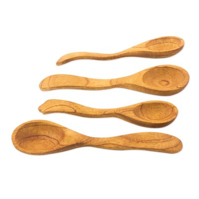 Cedar wood spoons, 'Nature's Cuisine' (set of 4) - Cedar wood spoons (Set of 4)
