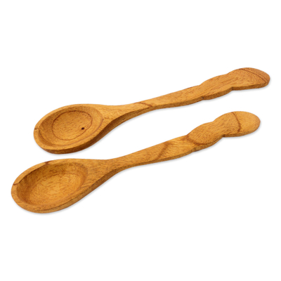 Cedar serving spoons, 'Earth Harmony' (pair) - Reclaimed Wood Serving Spoons (Pair)