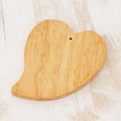Wood cutting board, 'Love at Home' - Fair Trade Natural Wood Chopping Board Hand-carved