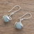 Jade dangle earrings, 'Pale Maya World' - Unique Modern Sterling Silver Dangle Jade Earrings (image 2b) thumbail