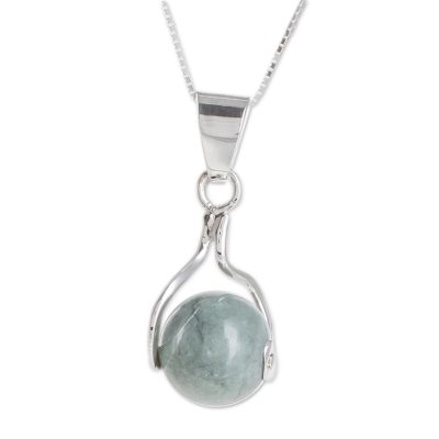 Jade pendant necklace, 'Pale Maya World' - Jade pendant necklace