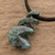 Jade pendant necklace,'Swirling Seas' - Hand Crafted Modern Leather Cord Jade Necklace (image 2b) thumbail