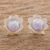 Jade button earrings, 'Lilac Clover' - Jade button earrings thumbail