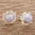 Jade button earrings, 'Lilac Clover' - Jade Button Earrings (image 2b) thumbail