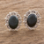 Jade button earrings, 'Dark Green Princess of the Forest' - Jade button earrings thumbail