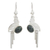 Jade dangle earrings, 'Quetzal Flight' - Handcrafted Sterling Silver Dangle Jade Bird Earrings thumbail
