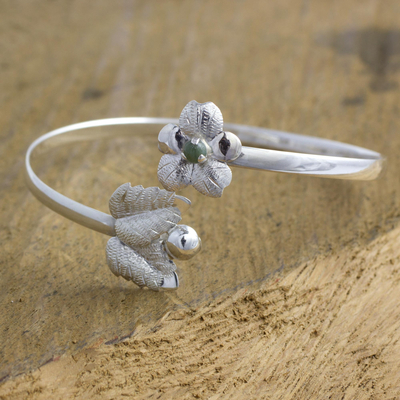 Jade flower bracelet, 'Coban Bloom' - Jade flower bracelet