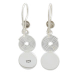 Light green jade dangle earrings, 'Spiral of Life' - Light green jade dangle earrings