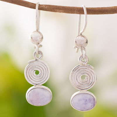 Lilac jade dangle earrings, 'Spiral of Life' - Lilac jade dangle earrings