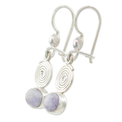Lilac jade dangle earrings, 'Spiral of Life' - Lilac Jade Dangle Earrings