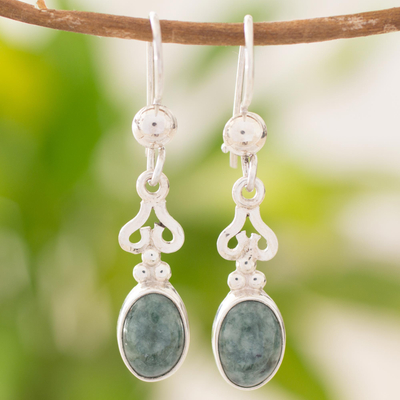 Jade dangle earrings, 'Love Poem' - Jade dangle earrings